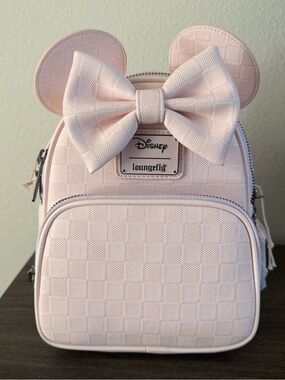 LOUNGEFLY Disney Minnie Mouse Checkered Texture Mini Backpack